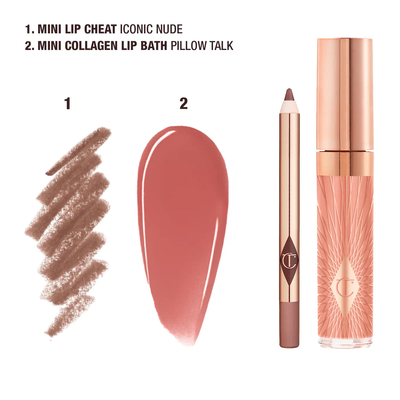 Charlotte Tilbury Mini Glossy Pink Lip Gloss + Lip Liner Set in Nude Pink