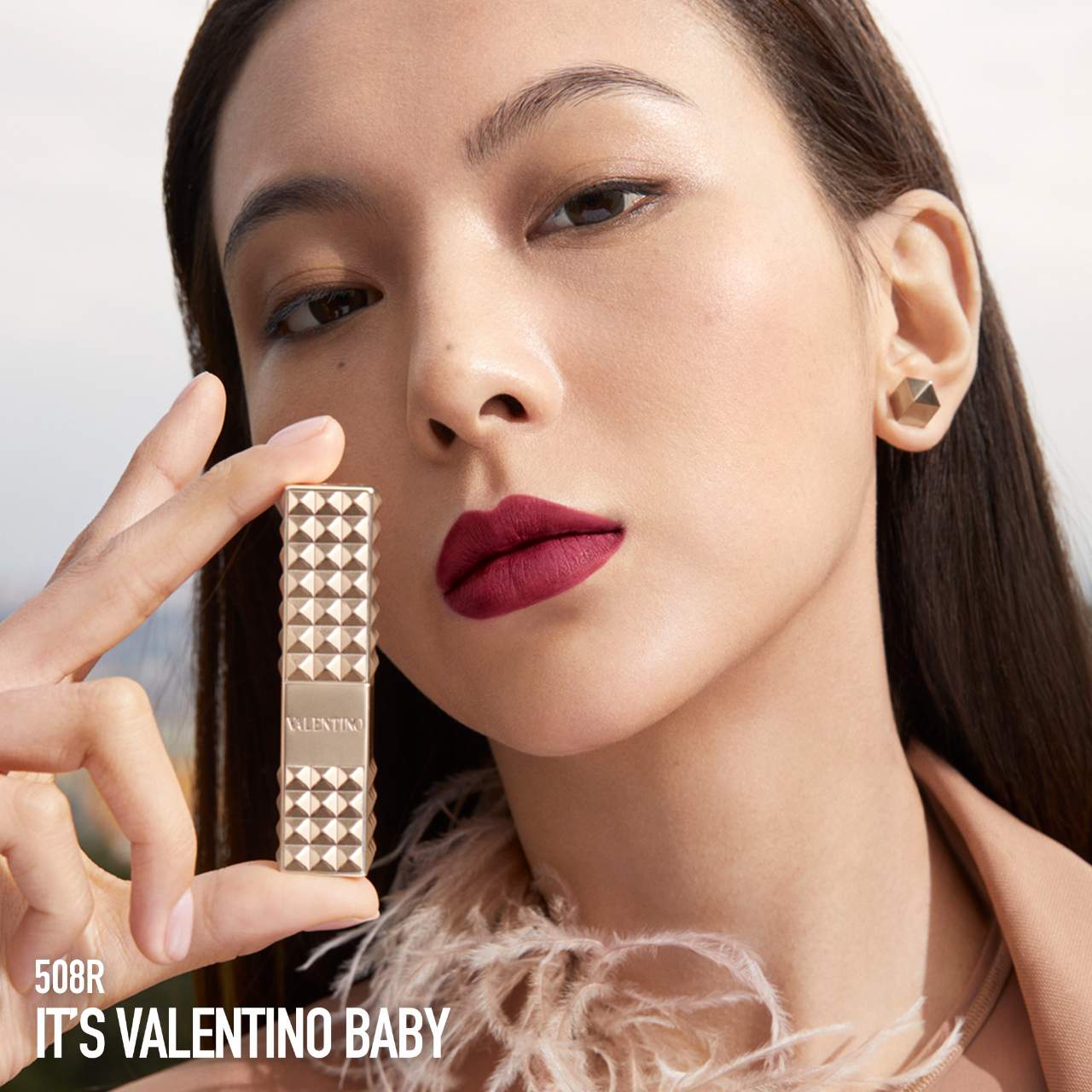 Valentino Spike Buttery Matte Lipstick in 508R IT'S VALENTINO BABY