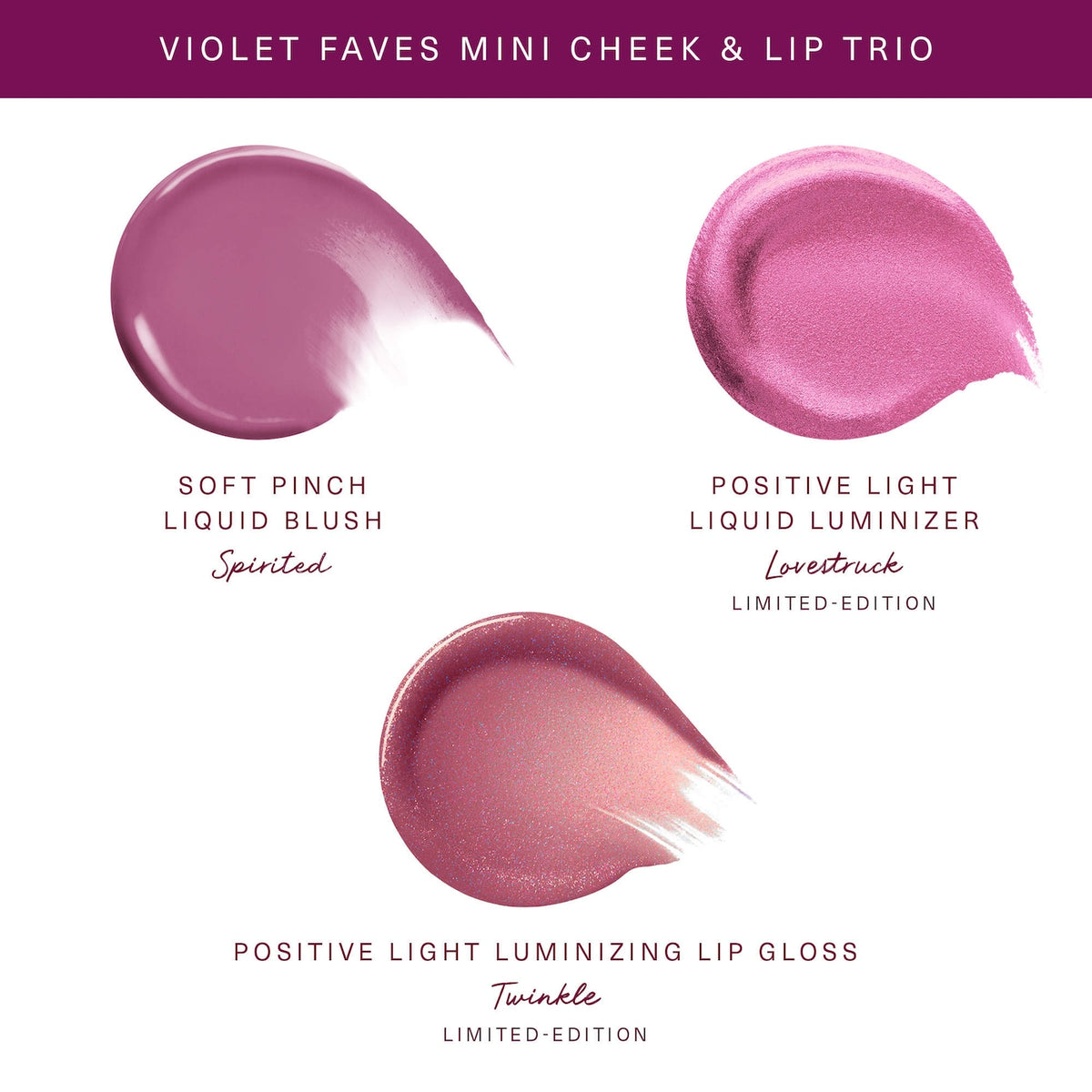 Rare Beauty Violet Faves Mini Cheek and Lip Trio Makeup Gift Set