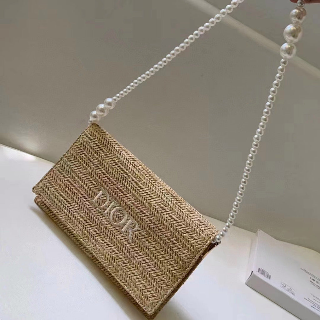 Dior Woven Bag with Pearl Shoulder Strap (Limited Edition)