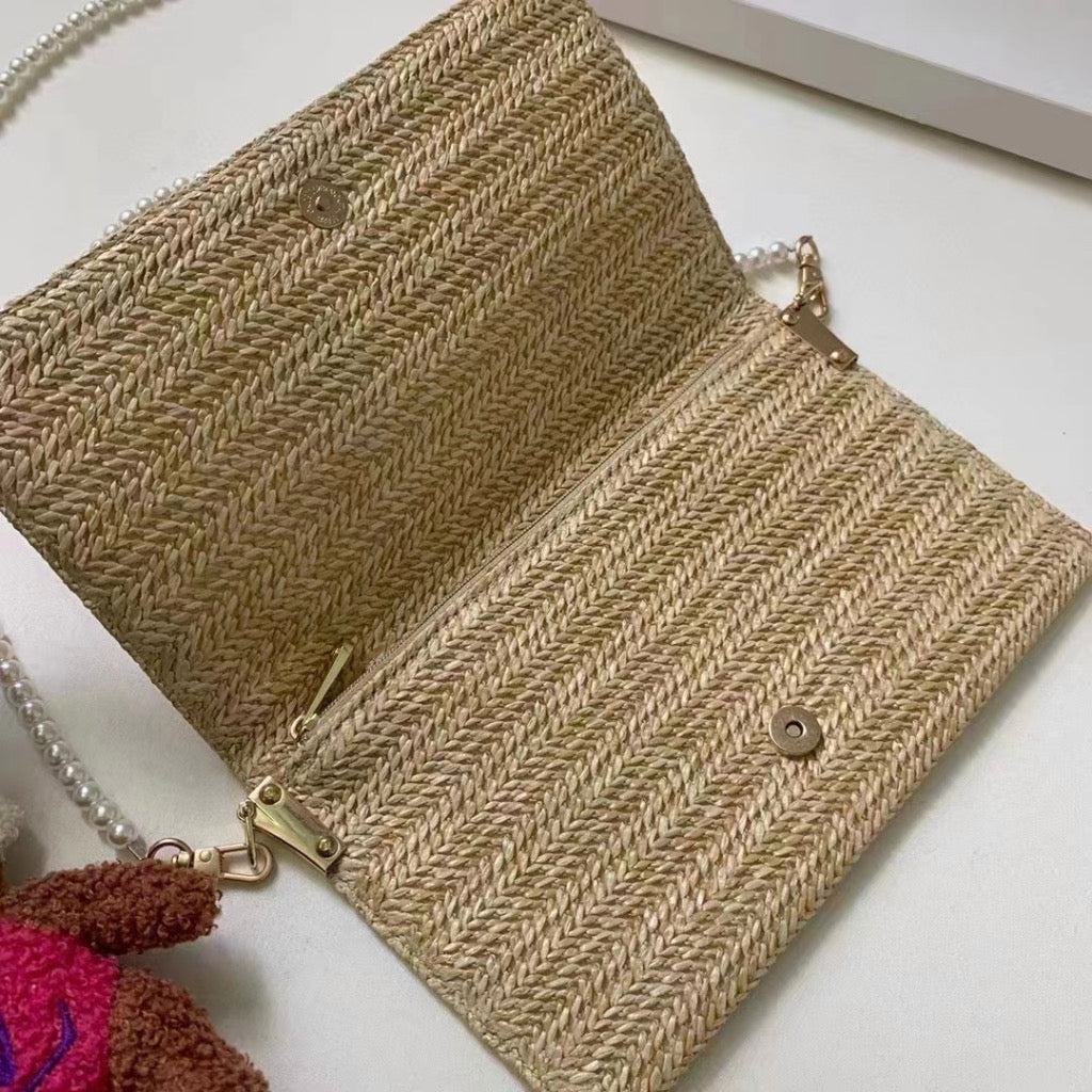 Dior Woven Bag with Pearl Shoulder Strap (Limited Edition)
