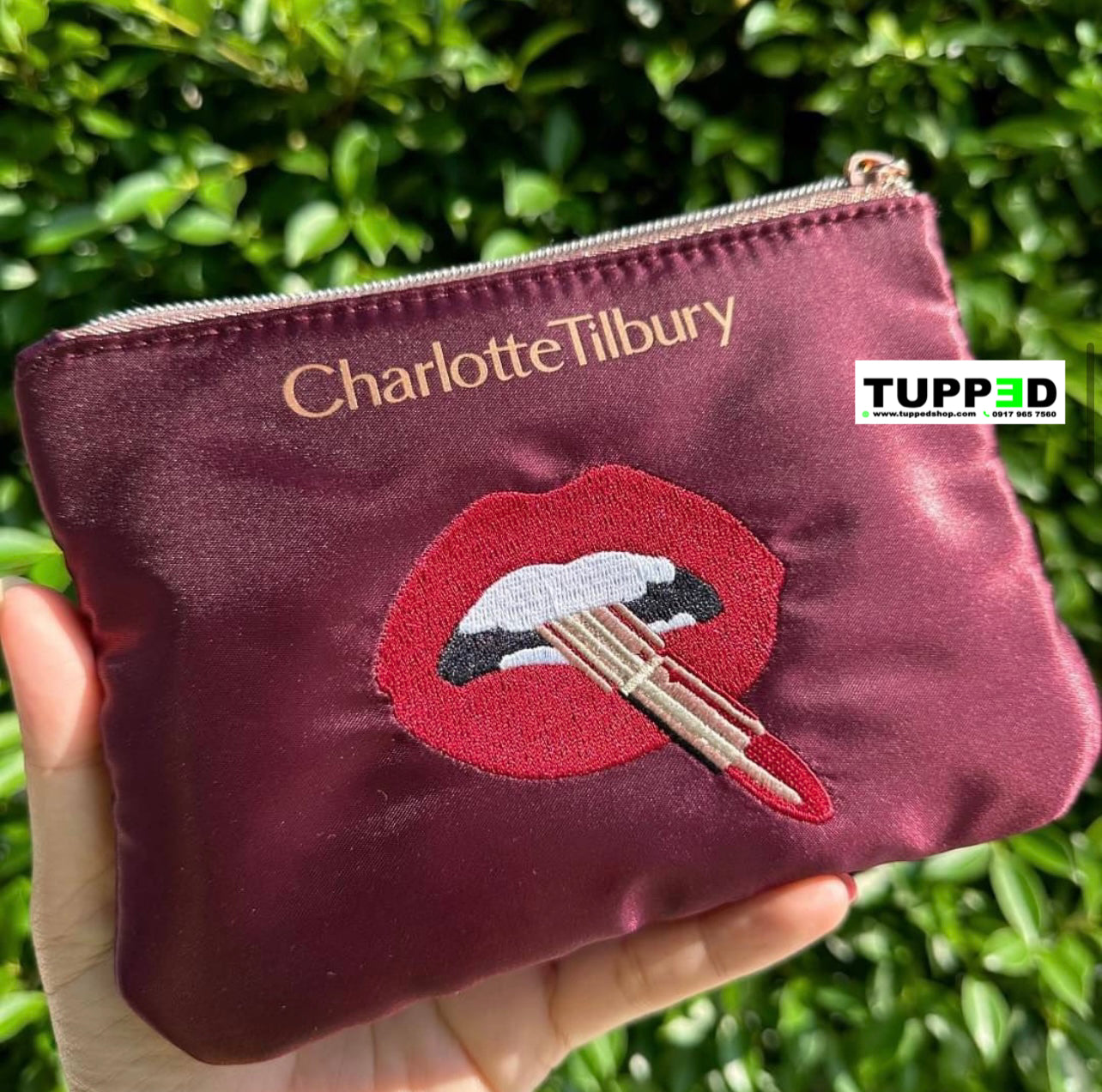 Charlotte Tilbury Makeup Bag Lips Logo 7” Coin Purse Lipstick Pouch New  Unused