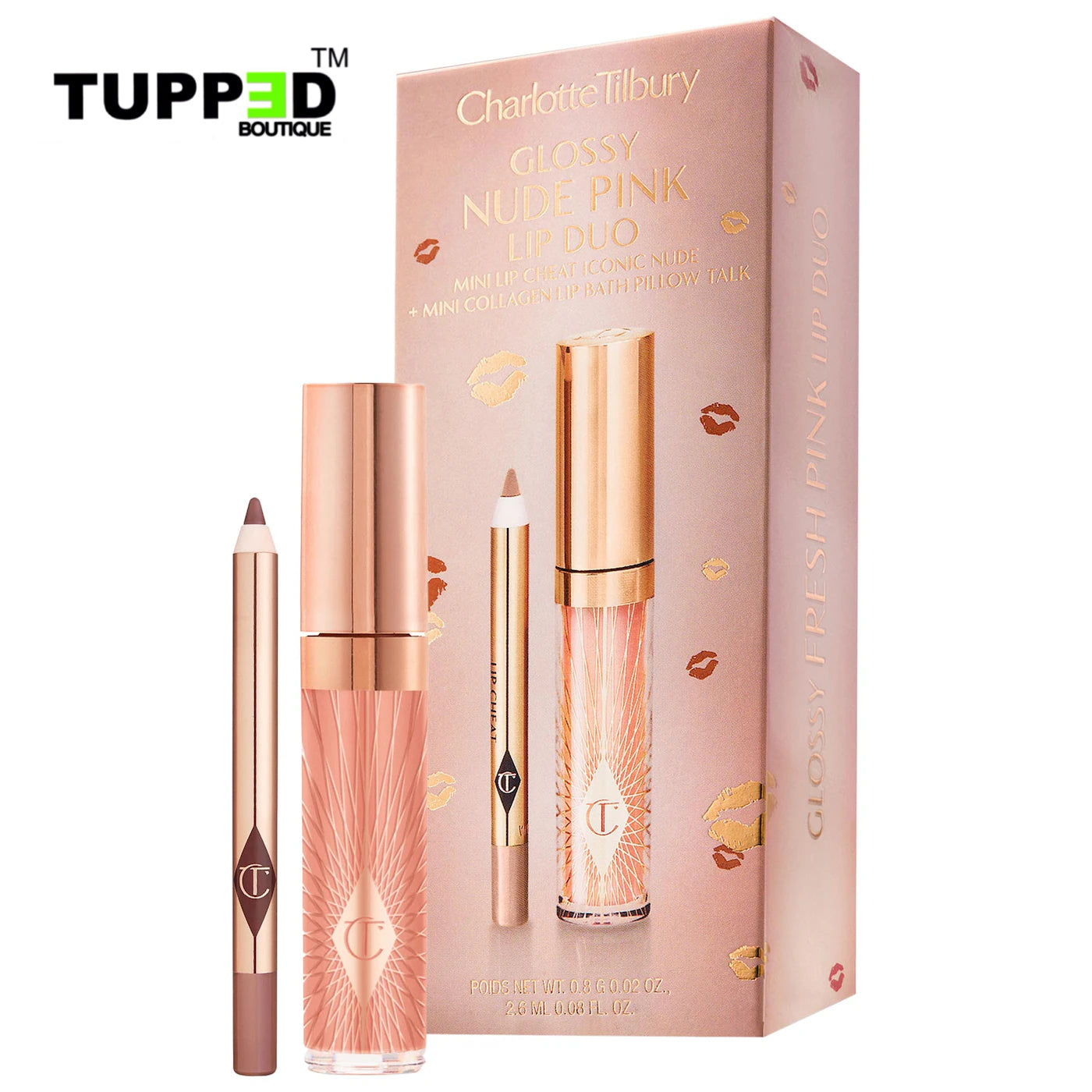 Charlotte Tilbury Mini Glossy Pink Lip Gloss + Lip Liner Set in Nude Pink