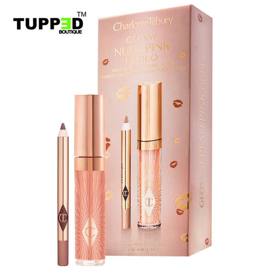 Charlotte Tilbury Mini Glossy Pink Lip Gloss + Lip Liner Set in Nude Pink