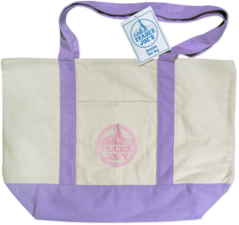 TRADER JOE'S : LAVENDER CANVAS TOTE BAG