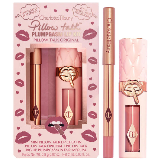 Charlotte Tilbury Mini Pillow Talk Plumpgasm Lip Liner and Lip Gloss Set in PILLOW TALK