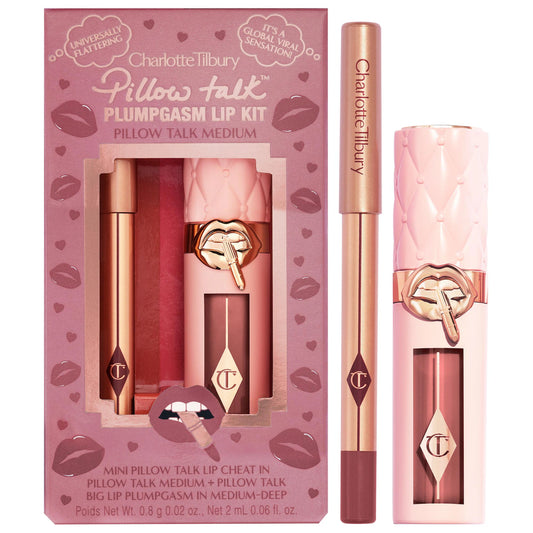 Charlotte Tilbury Mini Pillow Talk Plumpgasm Lip Liner and Lip Gloss Set in PILLOW TALK MEDIUM