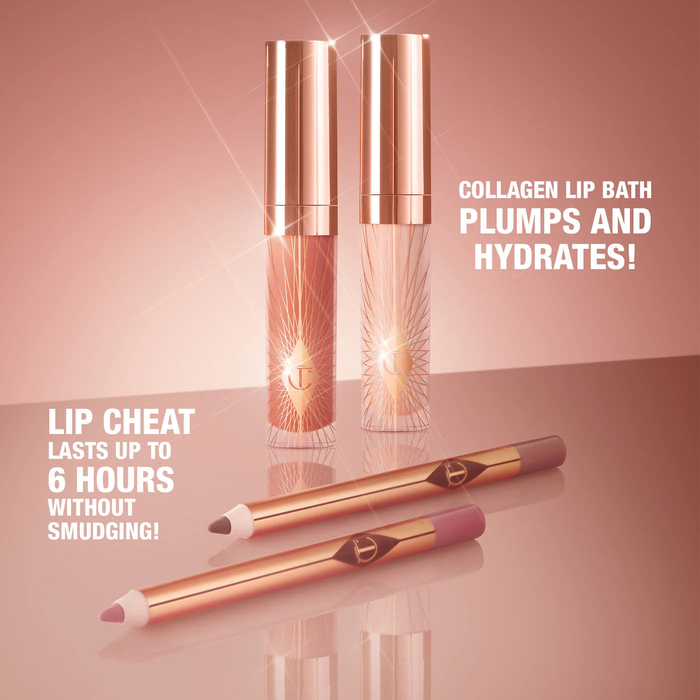 Charlotte Tilbury Mini Glossy Pink Lip Gloss + Lip Liner Set in Nude Pink