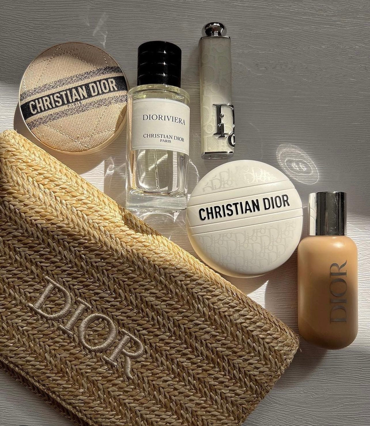 Christian Dior Rattan Pouch with Box