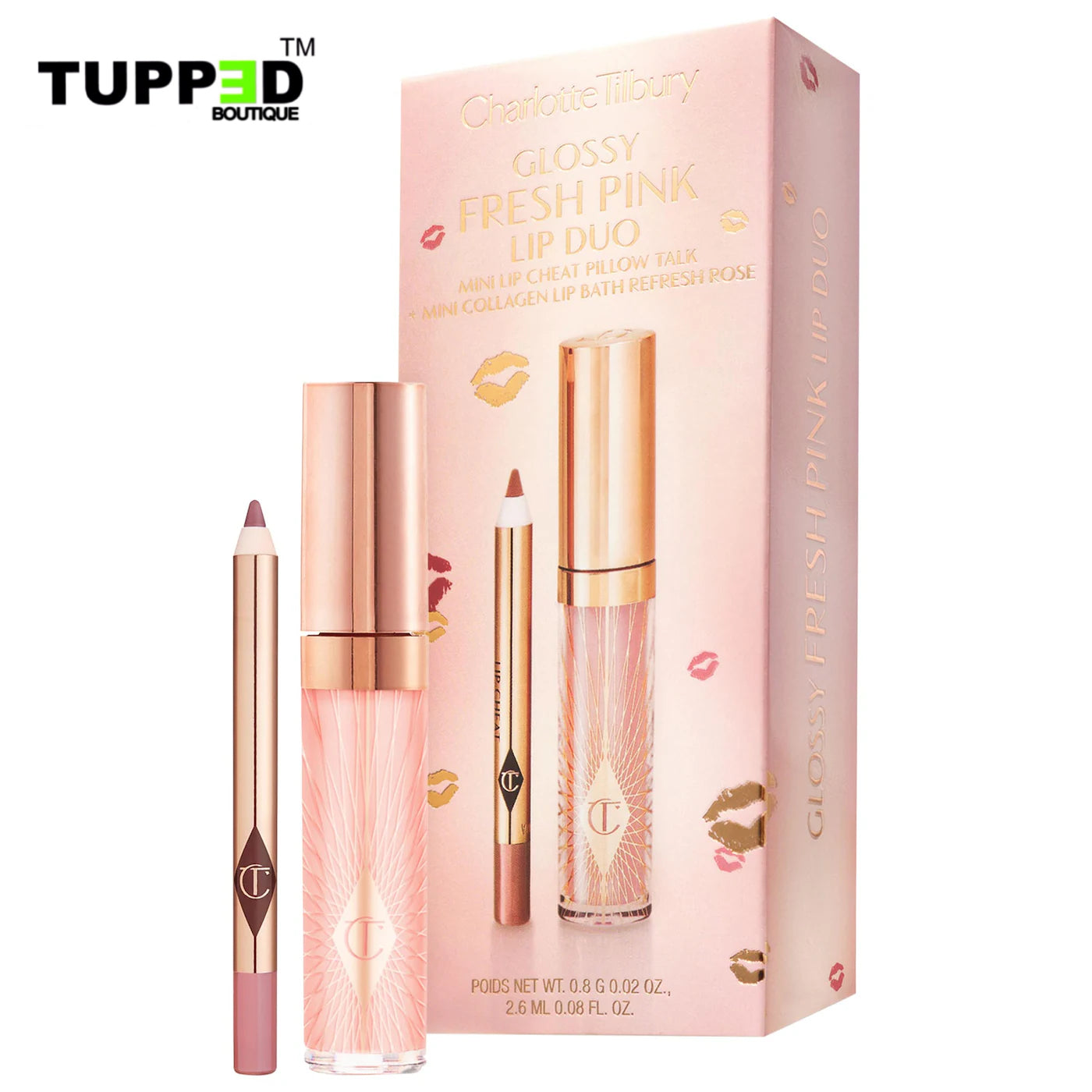 Charlotte Tilbury Mini Glossy Pink Lip Gloss + Lip Liner Set in Fresh Pink